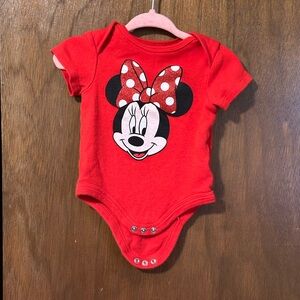 Red baby blouse with minie mouse print